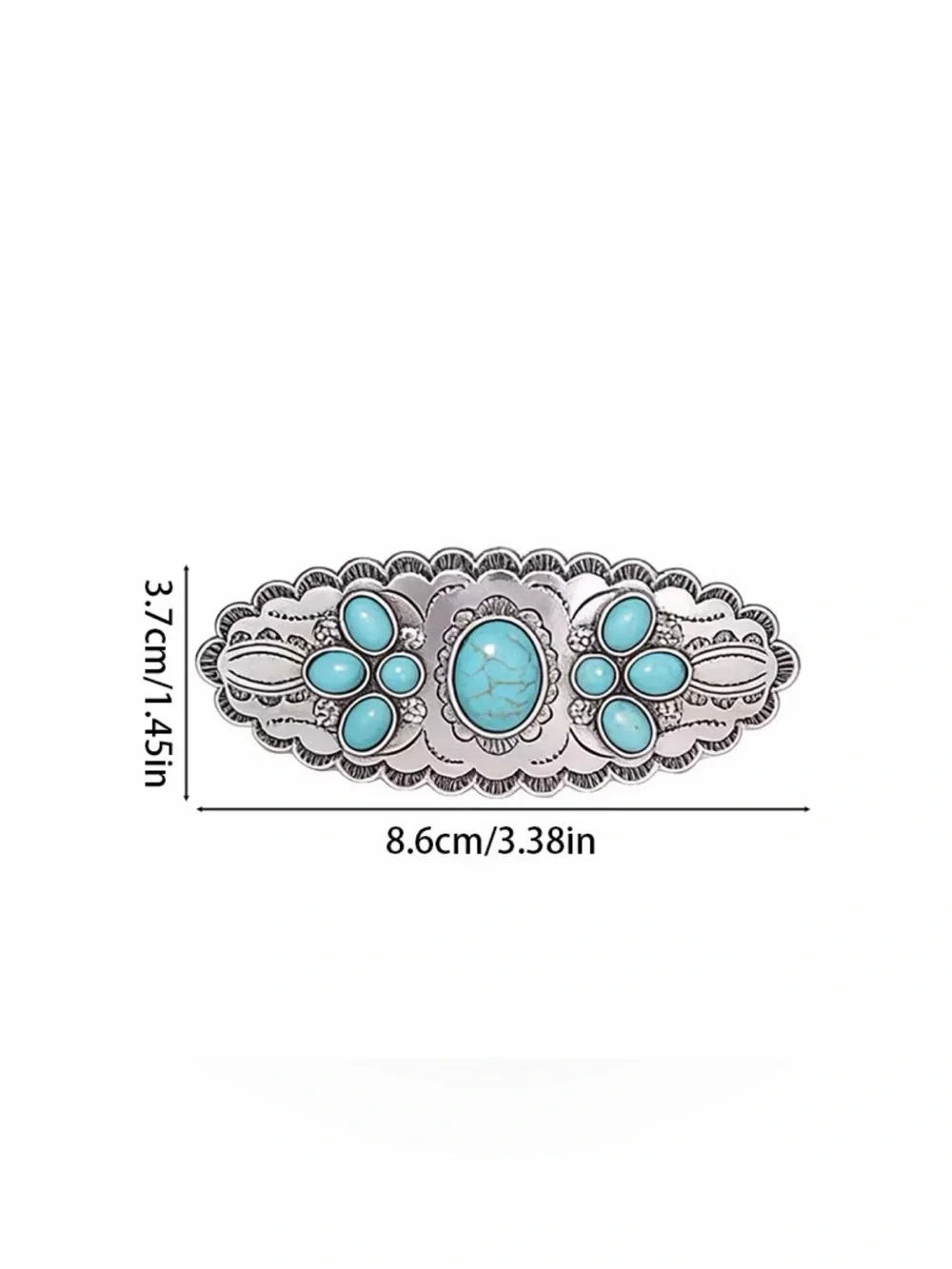 Western Barrette Gold and Turquoise Scalloped Barrette Hair Clip - Women